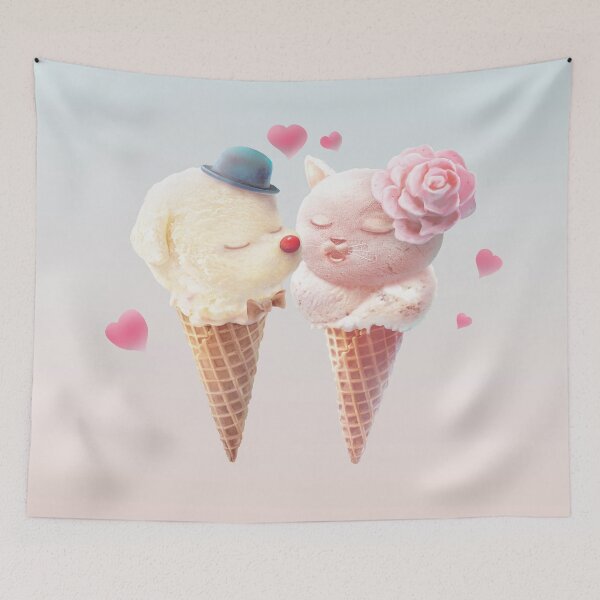 Item preview, Smile Pup & Miss Meow – Love at First Lick designed and sold by ZKOZKOHI.