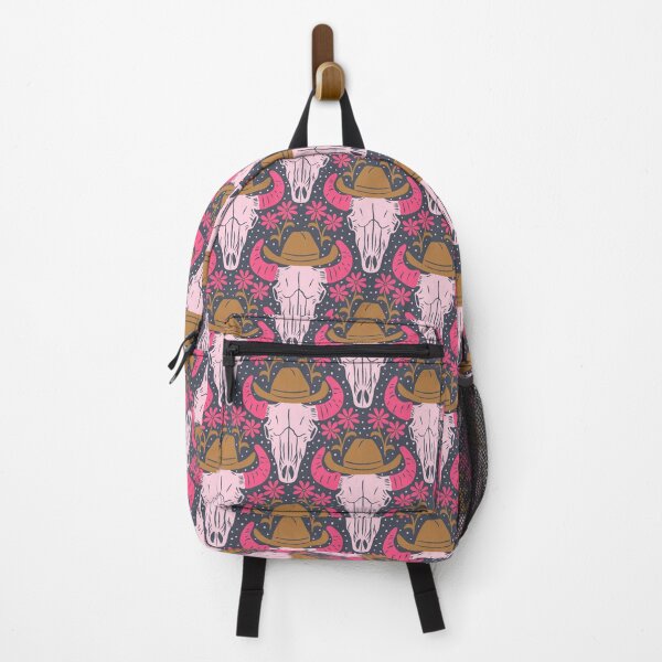 Item preview, Modern Wild West - Pink Ox Skulls with mustard Cowboy hats and Flowers designed and sold by SaliMontoDesign.