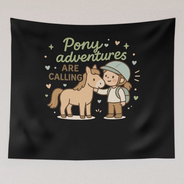 Item preview, Pony Adventures Are Calling Riding Kids Ponies designed and sold by LuminOrb.