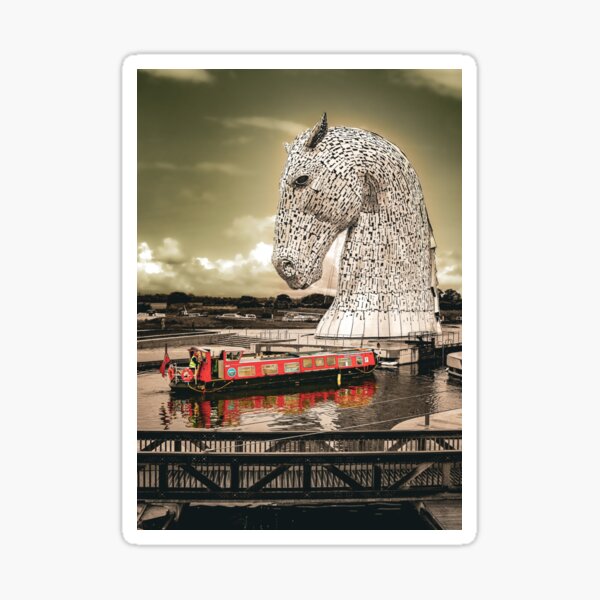 Item preview, The Majestic Kelpies at Falkirk, Scotland – Surreal Horse Head Sculpture Art designed and sold by Soul of Alba.