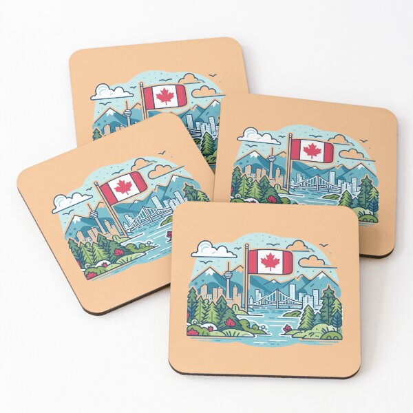 Item preview, British Columbia Canada Watercolor Label – Minimalist Line Art with Hangul Calligraphy,  designed and sold by PaintMeWorld.