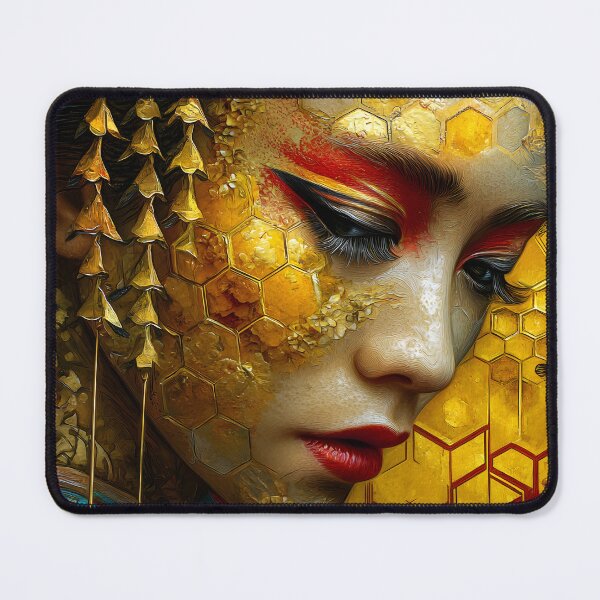 Item preview, Elegant Portrait with Golden Honeycomb Patterns designed and sold by Artessie.