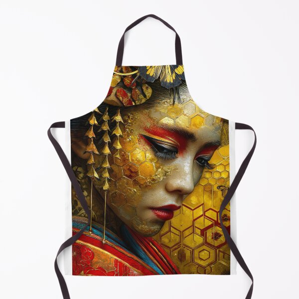 Item preview, Elegant Portrait with Golden Honeycomb Patterns designed and sold by Artessie.