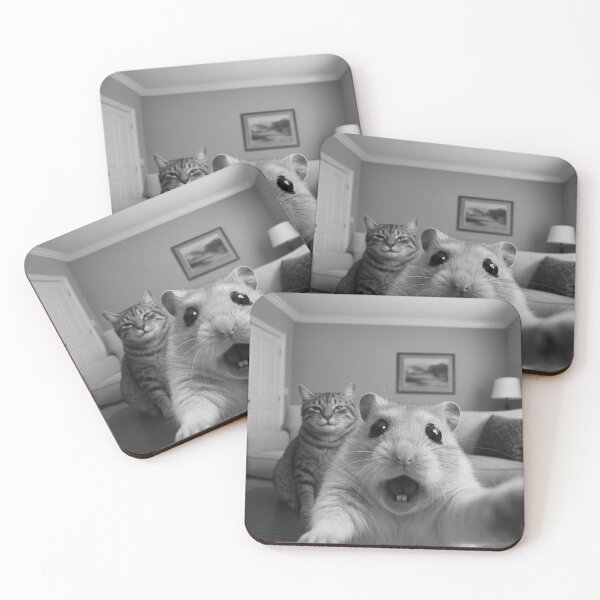 Item preview, Surprised Hamster Selfie – Cat Lurking Behind Funny Pet Moment designed and sold by Frezcola.