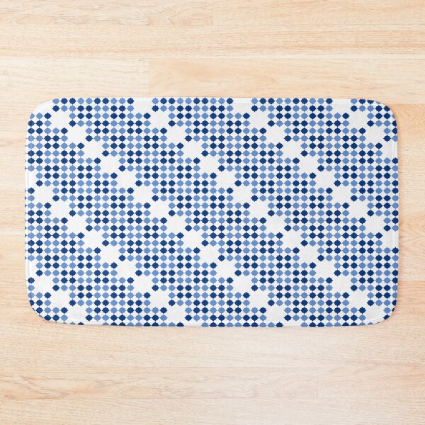 Item preview, pattern of grid, Seamless Thai traditional hexagon diamond flower pattern in blue and white, two tone blue hexagon diamond checkerboard block repeat pattern, replete image, design for fabric printing designed and sold by pipikijung.