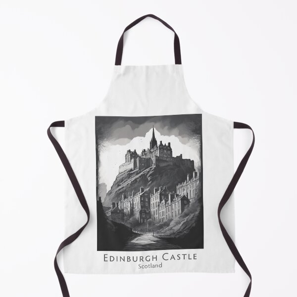 Item preview, Retro Vintage Edinburgh Castle and Old Town – Urban Scotland Illustration in Black and White designed and sold by pod24.