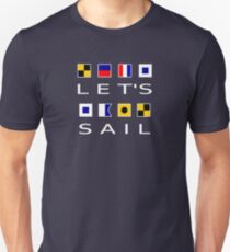 Let's Sail Colorful Nautical Flags Dark Color Unisex T-Shirt