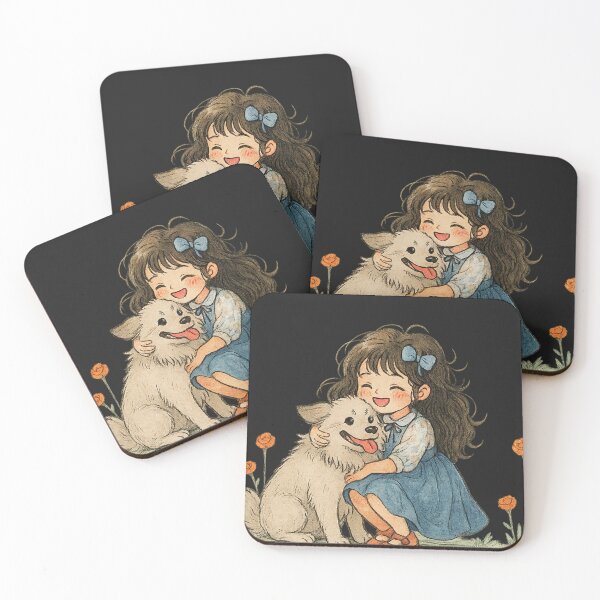 Item preview, Kawaii Girl and Dog Hug designed and sold by HerSteps.