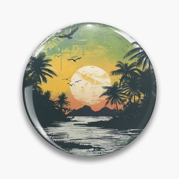 Item preview, Tropical Sunset Vibes – Vintage Beach LandscapE designed and sold by TeesAndSass.