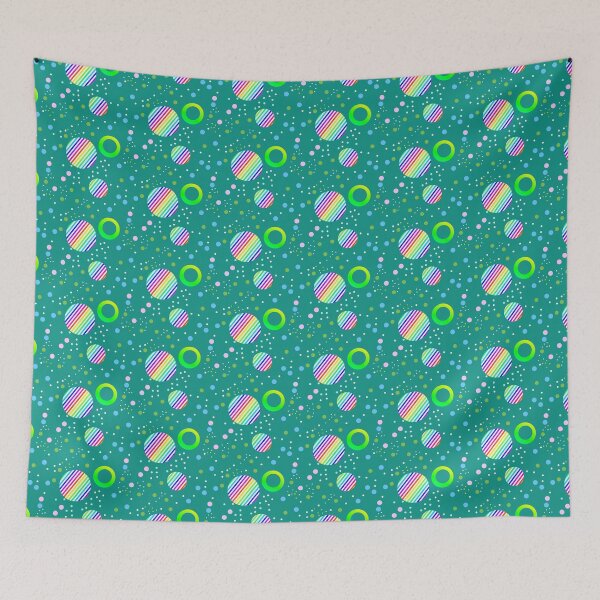 Item preview, Green colorful rainbow abstract circles design | vibrant stylish blue green circle pattern  designed and sold by lausn.