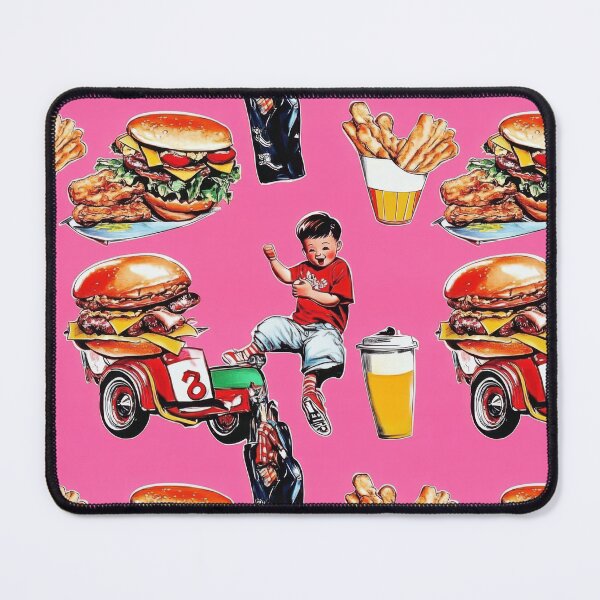 Item preview, Cartoon burgers and fries in diner — Contemporary Graphic Art Structure Design designed and sold by HEADMADE-TV.