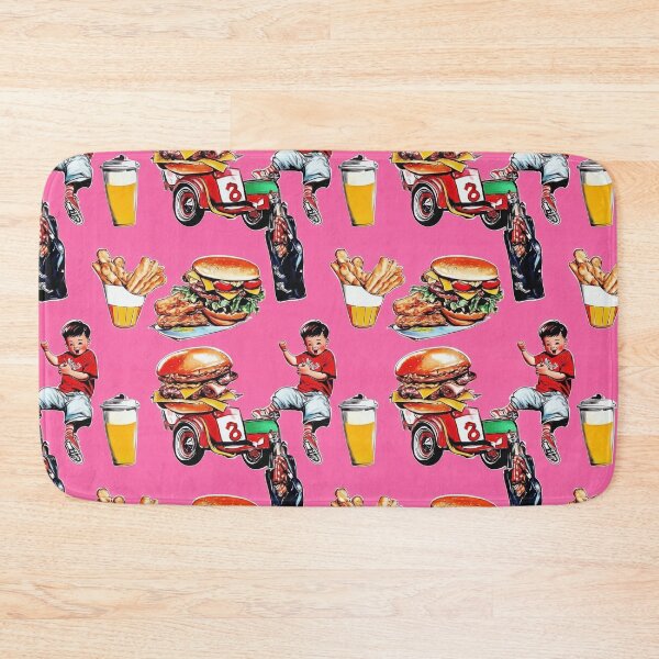 Item preview, Cartoon burgers and fries in diner — Contemporary Graphic Art Structure Design designed and sold by HEADMADE-TV.