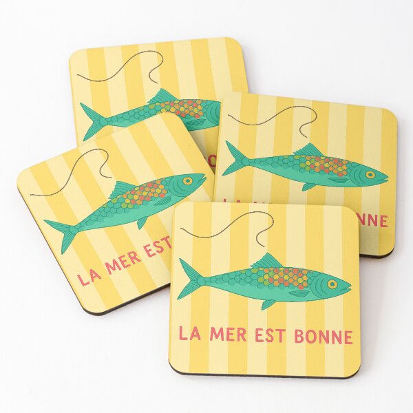 Item preview, La Mer Est Bonne – French Sardine Art Print for Coastal Kitchen Decor designed and sold by weirdfishes123.