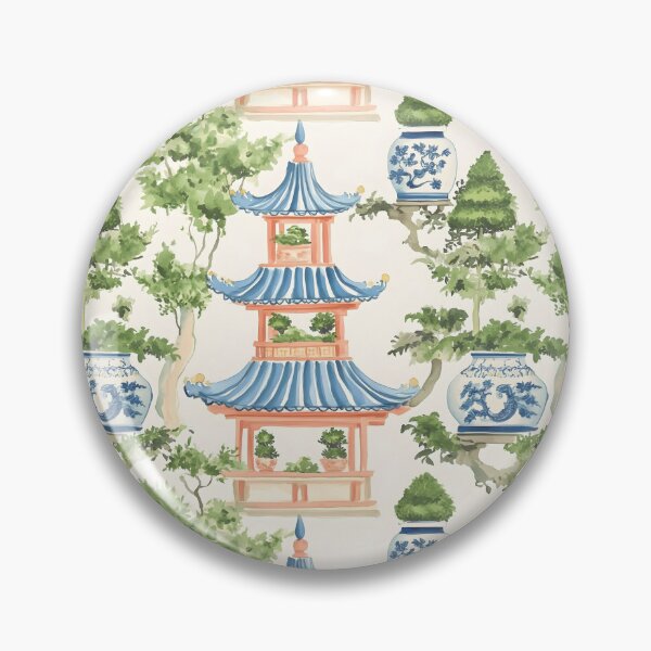 Item preview, Orange Pagoda garden and topiaries in ginger jar designed and sold by SophieClimaArt.