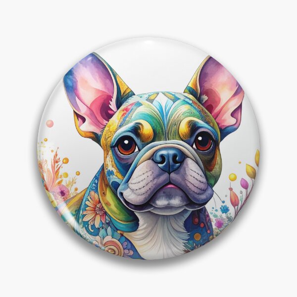 Item preview, whimsical floral illustration of a french bulldog designed and sold by JuliVogel.