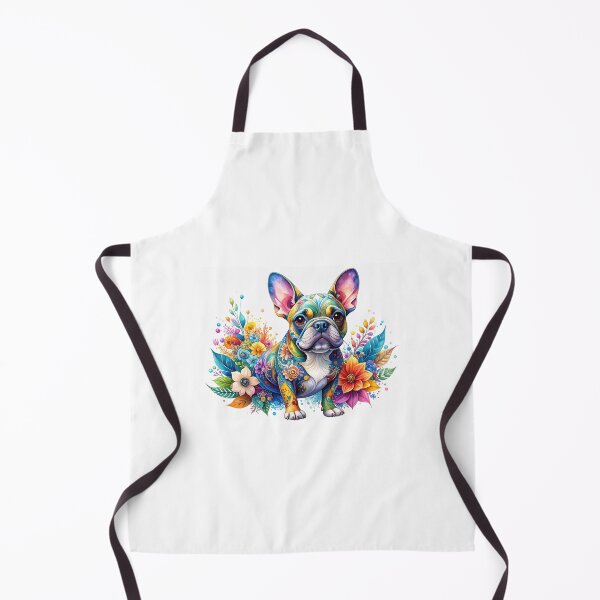 Item preview, whimsical floral illustration of a french bulldog designed and sold by JuliVogel.