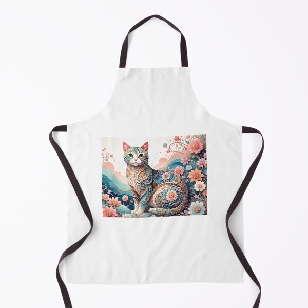 Item preview, whimsical floral illustration of a cat designed and sold by JuliVogel.