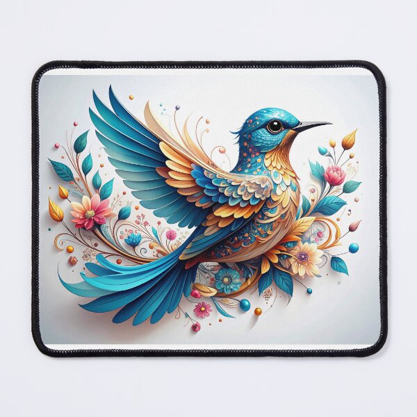 Item preview, whimsical floral illustration of a bird designed and sold by JuliVogel.