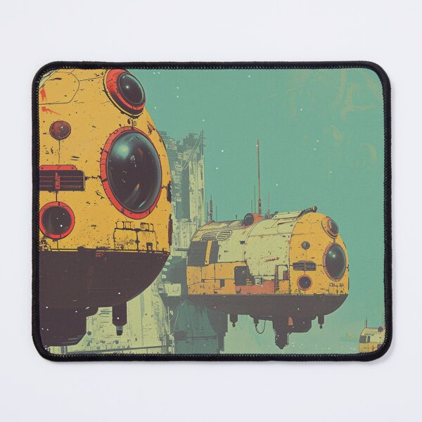 Item preview, Retro Sci-Fi Hover Pods – Futuristic Urban Skyline designed and sold by TeesAndSass.