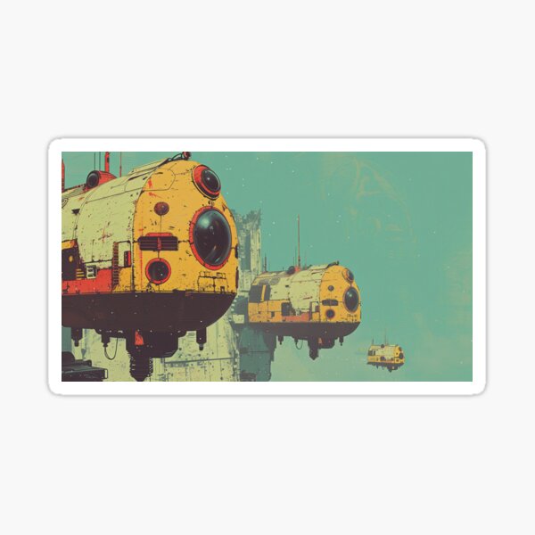 Item preview, Retro Sci-Fi Hover Pods – Futuristic Urban Skyline designed and sold by TeesAndSass.