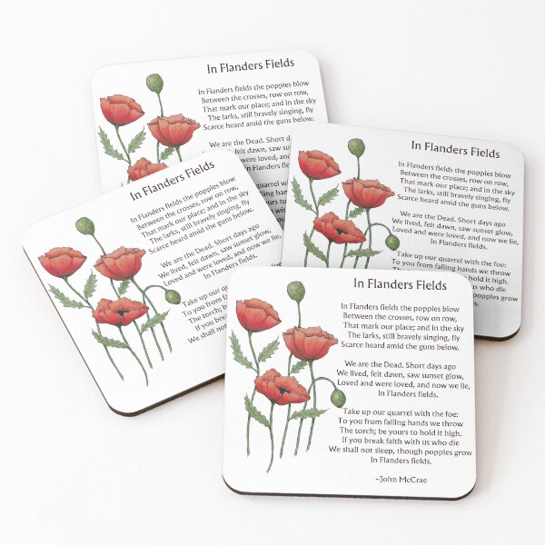 Item preview, In Flanders Fields World War Poem with Poppies Art designed and sold by JoyfulWhimsy.