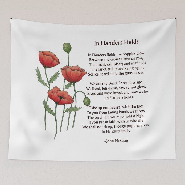 Item preview, In Flanders Fields World War Poem with Poppies Art designed and sold by JoyfulWhimsy.