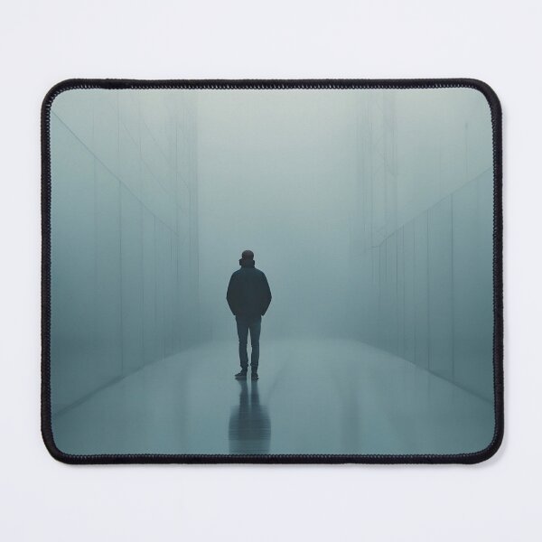Item preview, Solitary Figure Walking Through Misty Urban Street designed and sold by Pixel Press Prints.