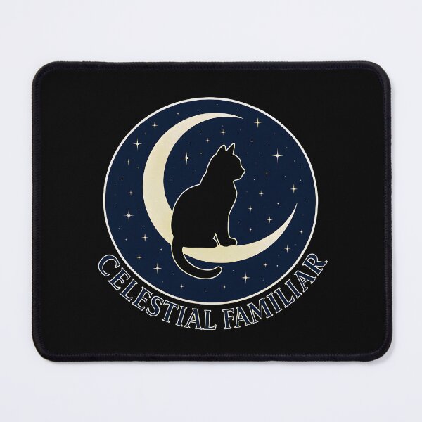 Item preview, Celestial Familiar Cat on Crescent Moon Art | Mystical Starry Night Witchy Design designed and sold by Shoot-The-Moon.