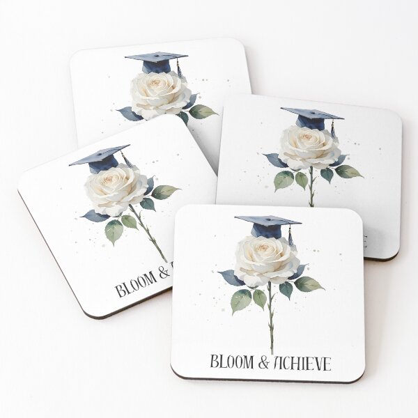Item preview, Watercolor White Rose with Graduation Cap – Elegant Graduation Floral Art designed and sold by Yuli Club.