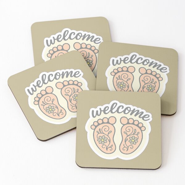 Item preview, Welcome Baby Feet – Floral Boho Style Sticker for Baby Shower Gifts designed and sold by LightWhispers.