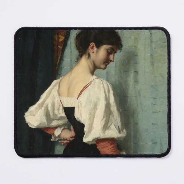 Item preview, Therese Schwartze – Portrait of a Young Woman with ‘Puck’ | Victorian Dog Companion Painting designed and sold by vakashop.