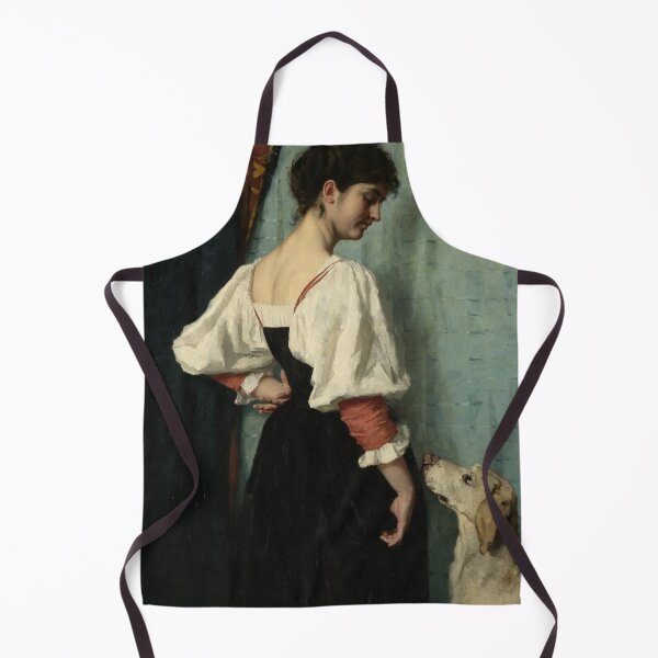 Item preview, Therese Schwartze – Portrait of a Young Woman with ‘Puck’ | Victorian Dog Companion Painting designed and sold by vakashop.