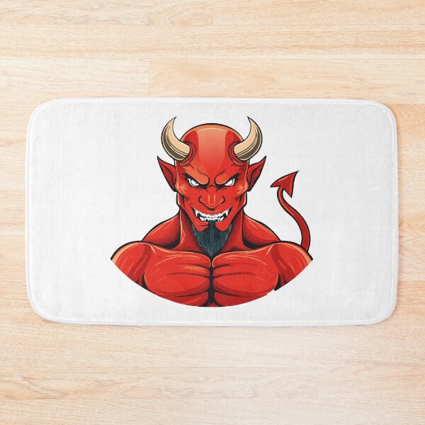 Item preview, Evil laughing devil, Angry red demon head illustration, muscular demon with glowing eyes, strong sports cartoon character designed and sold by Danler.