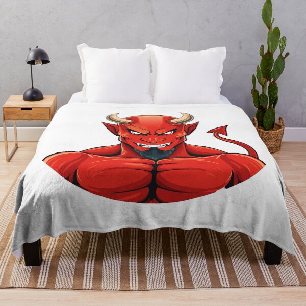 Item preview, Evil laughing devil, Angry red demon head illustration, muscular demon with glowing eyes, strong sports cartoon character designed and sold by Danler.