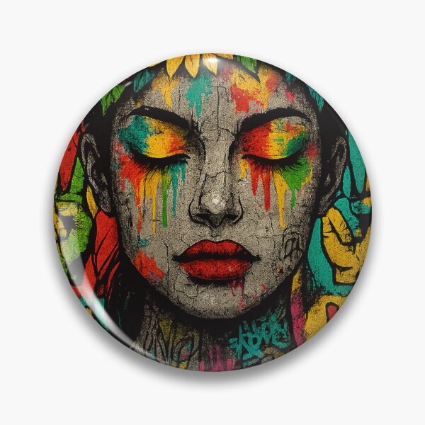 Item preview, Peace Bloom – Floral Graffiti Street Art Portrait designed and sold by RetroRespect.