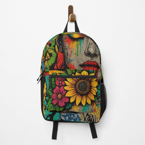 Item preview, Peace Bloom – Floral Graffiti Street Art Portrait designed and sold by RetroRespect.