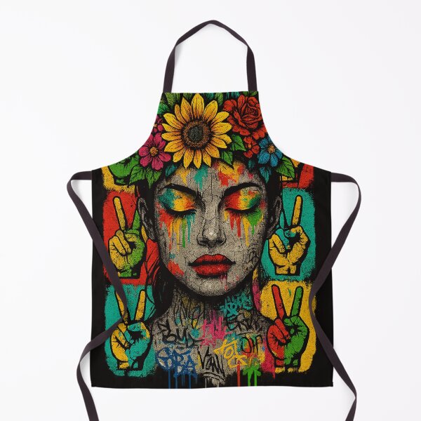 Item preview, Peace Bloom – Floral Graffiti Street Art Portrait designed and sold by RetroRespect.