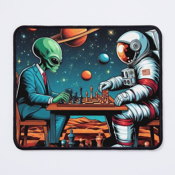 Item preview, An alien and an astronaut are playing chess. designed and sold by Dogandesighn.