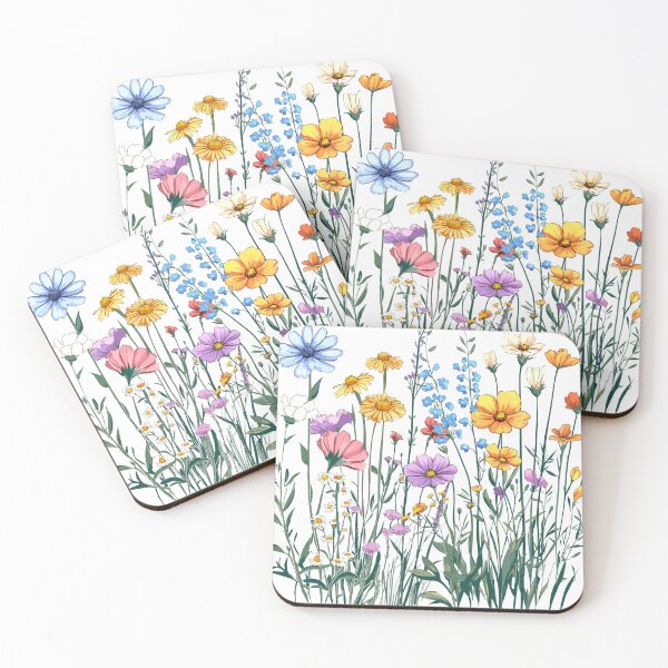 Item preview, Sea of flowers in nature – wildflower illustration designed and sold by Nana-and-Mo.