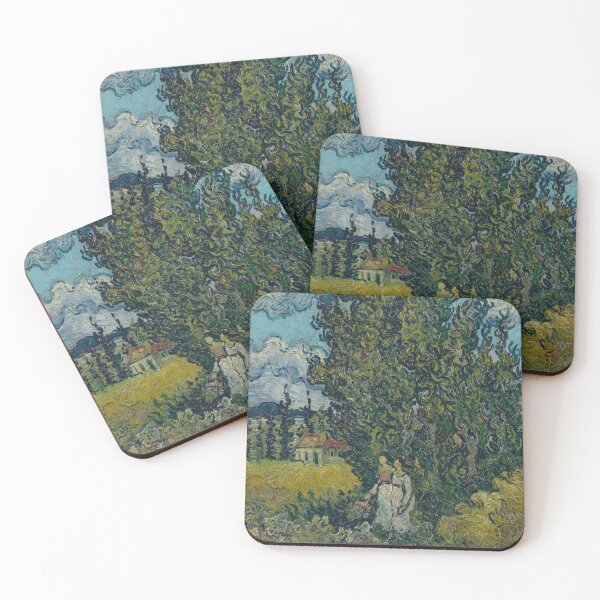 Item preview, Vincent van Gogh – Cypresses and Two Women | Expressive Post-Impressionist Landscape designed and sold by vakashop.