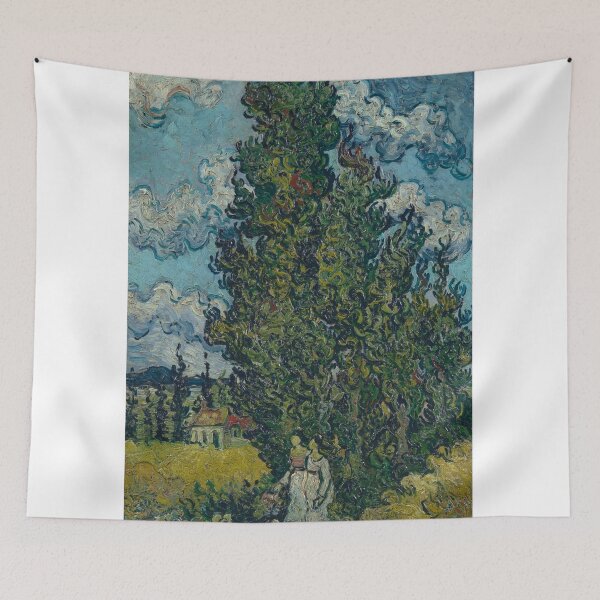 Item preview, Vincent van Gogh – Cypresses and Two Women | Expressive Post-Impressionist Landscape designed and sold by vakashop.