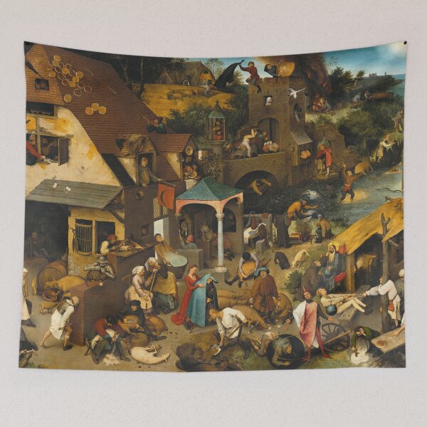 Item preview, Pieter Bruegel the Elder – The Dutch Proverbs | Renaissance Satirical Village Scene designed and sold by vakashop.