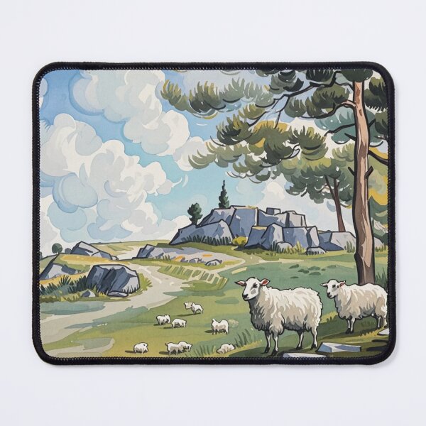Item preview, sheep near Hound Tor3(watercolour + AI) designed and sold by artsmeow.