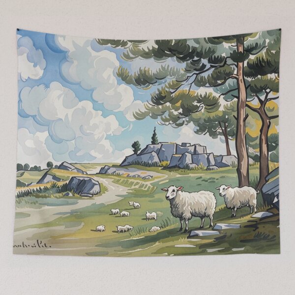 Item preview, sheep near Hound Tor3（watercolour + AI) designed and sold by artsmeow.