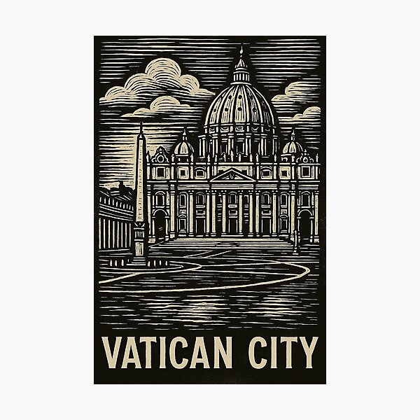 Item preview, Vatican City Linocut Style  designed and sold by Thistle-TShop.