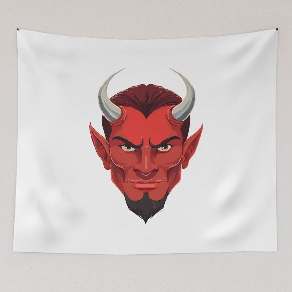 Item preview, Evil laughing devil, Angry red demon head illustration, red Devil – Evil Face, designed and sold by Danler.