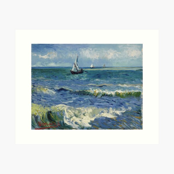 Item preview, Vincent van Gogh – Seascape at Saintes-Maries | Expressive Post-Impressionist Coastal Painting designed and sold by vakashop.