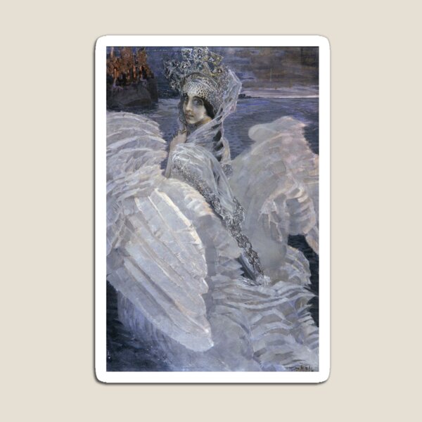 Aperçu de l'œuvre Mikhaïl Vroubel – La Princesse Cygne | Portrait symboliste russe de conte de fées créée et vendue par vakashop.