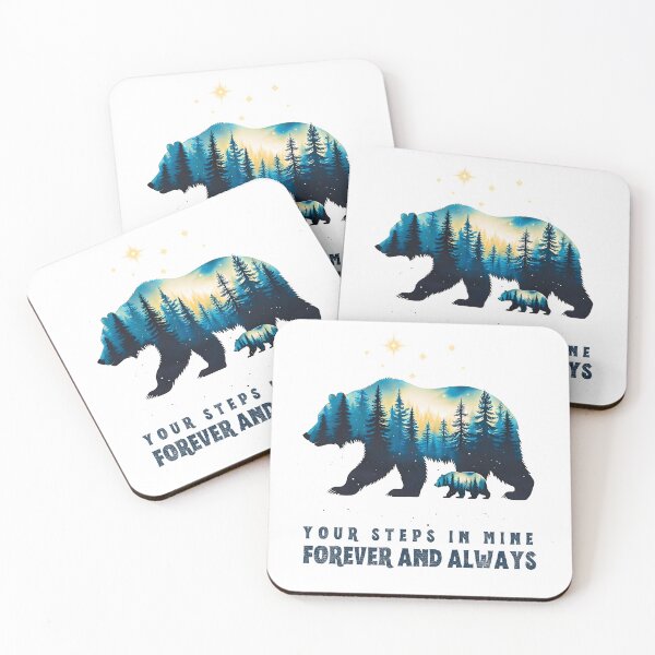 Item preview, Your Steps in Mine Bear Design – Parent Child Forest Silhouette, Night Sky & Stars – Sentimental Family Gift designed and sold by Yuli Club.