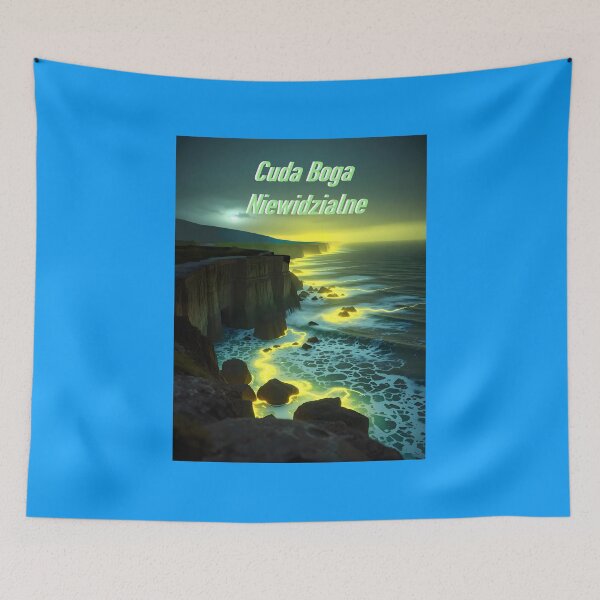 Item preview, Miracles of God, invisible night ocean shore, neon - lemon glow  designed and sold by Felia001.